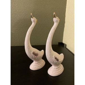 Suttons Creations Pink Swans Set of 2 Porcelain 9" Figurines MCM